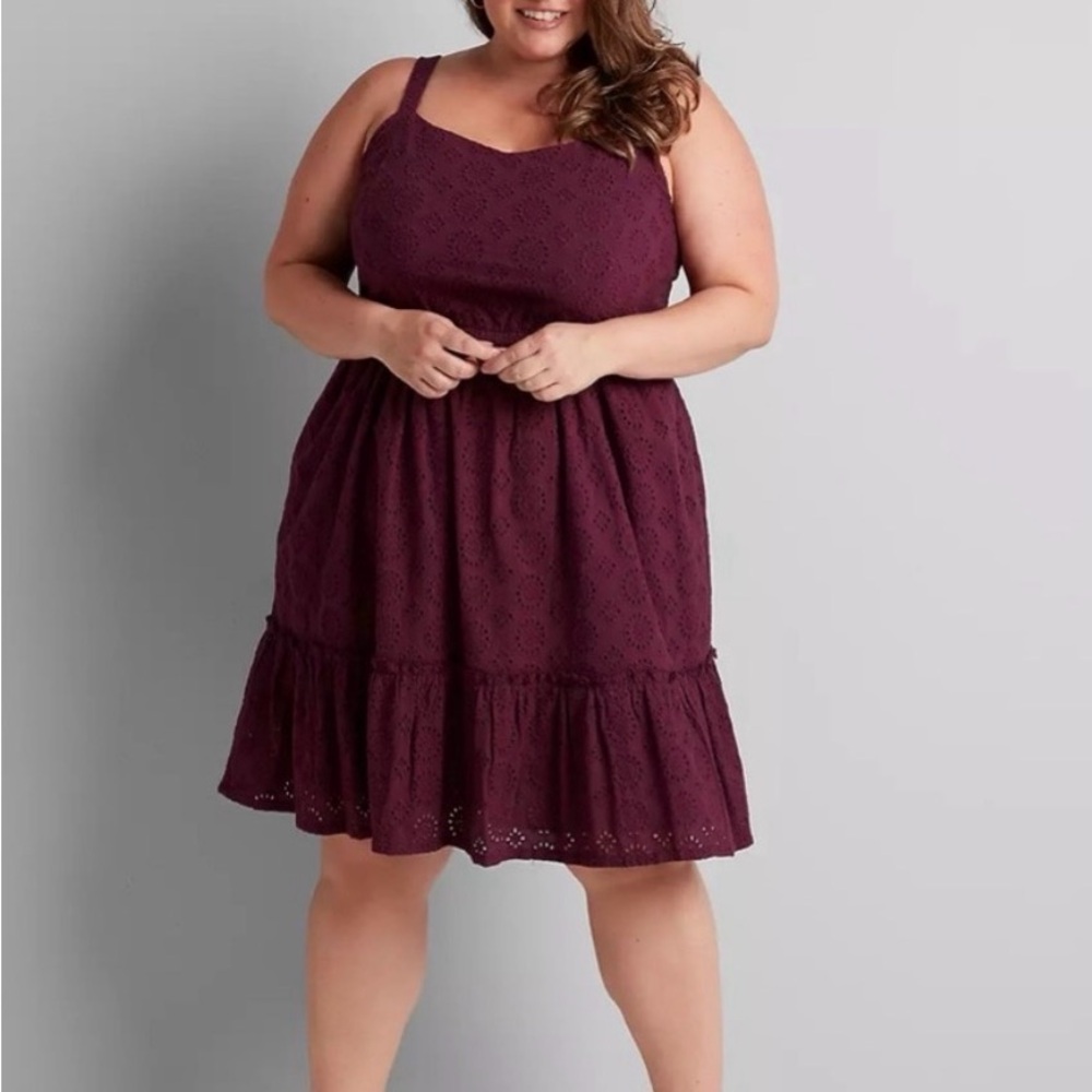 Lane Bryant Deep Plum Eyelet Sundress